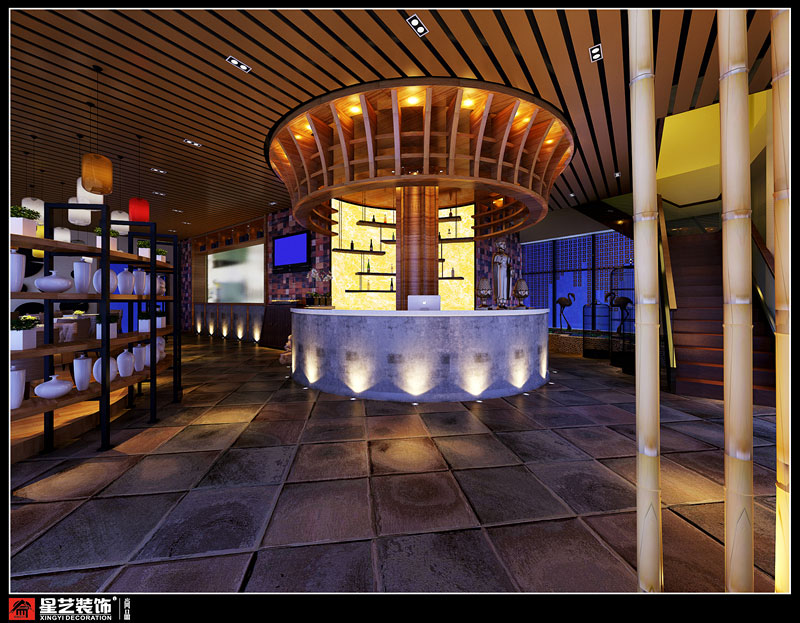 柳州東堤酒吧裝修首層餐廳設計效果02