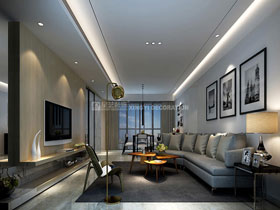 盛天東郡135平現代簡約客廳設計效果