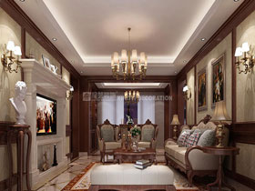 盛天東郡138平混搭風格客廳設計效果